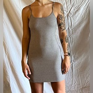 Grey ribbed mini dress